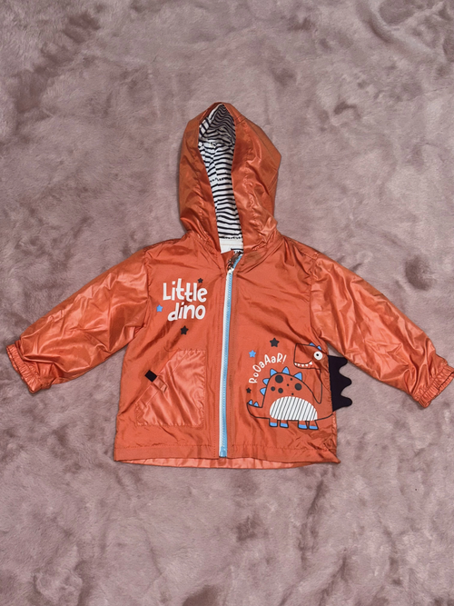 1-5 yaş erkek çocuk kapşonlu baskılı astarlı mont turuncu
