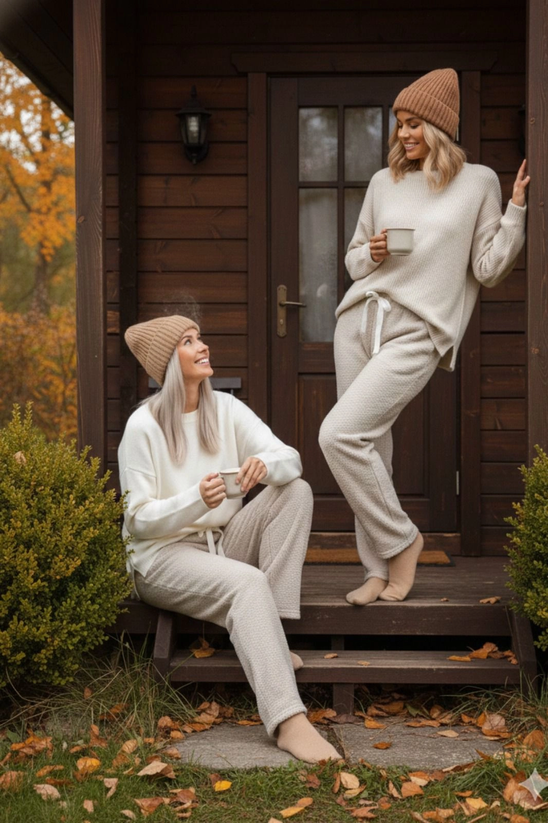Peluşlu pijama alt bej nr