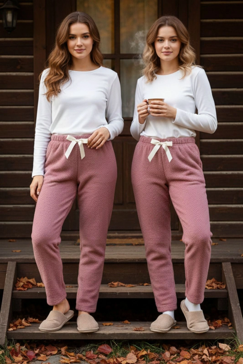 Peluşlu pijama alt somon nr