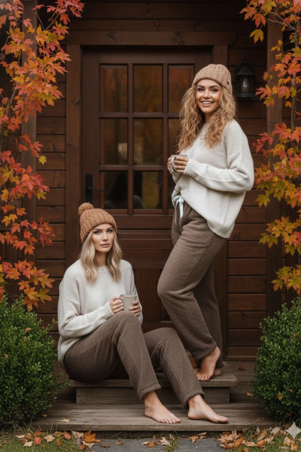 Peluşlu pijama alt kahve nr