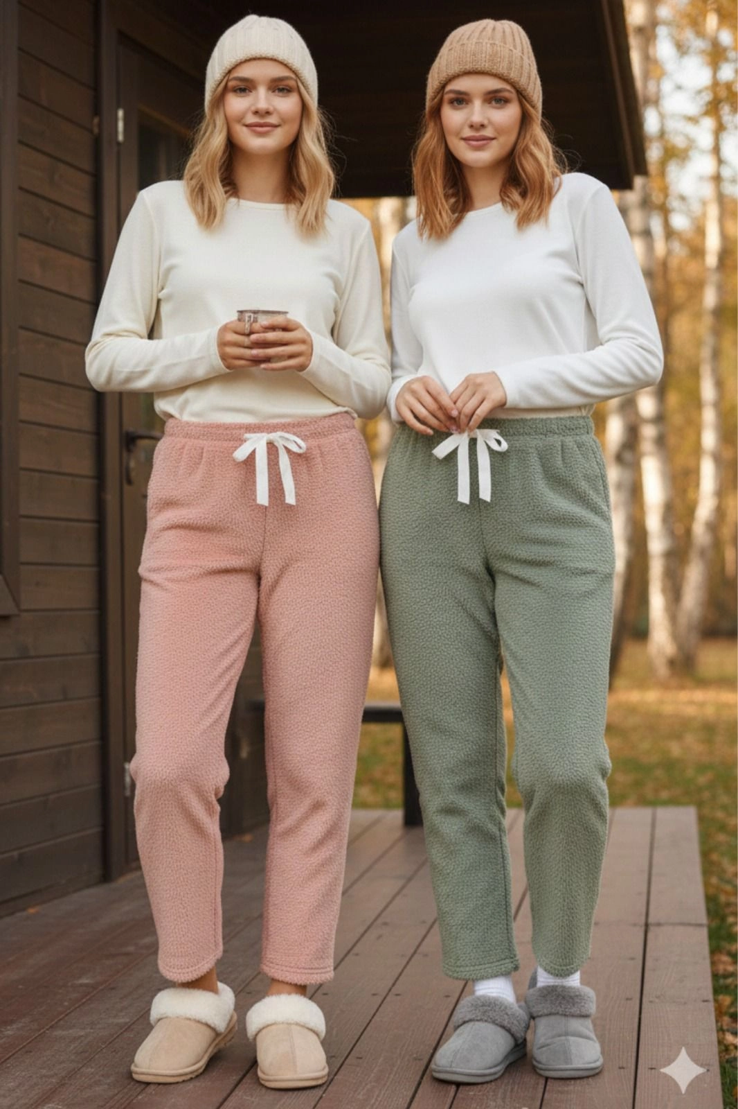 Peluşlu pijama alt oranj nr