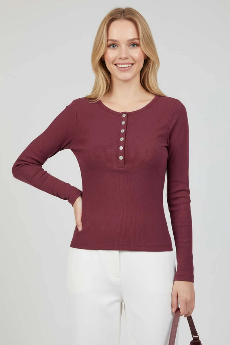Çıtçıt Detaylı Bluz Mürdüm T4343