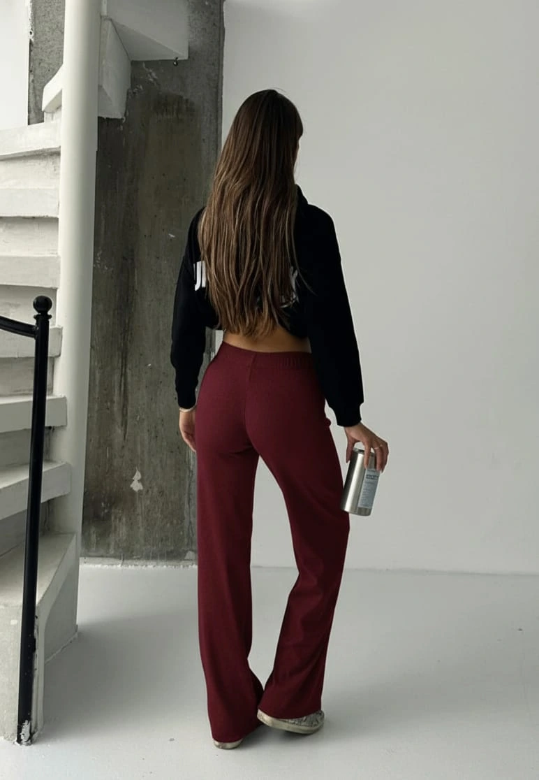 Fit comfort bej salaş pantolon bordo A6011