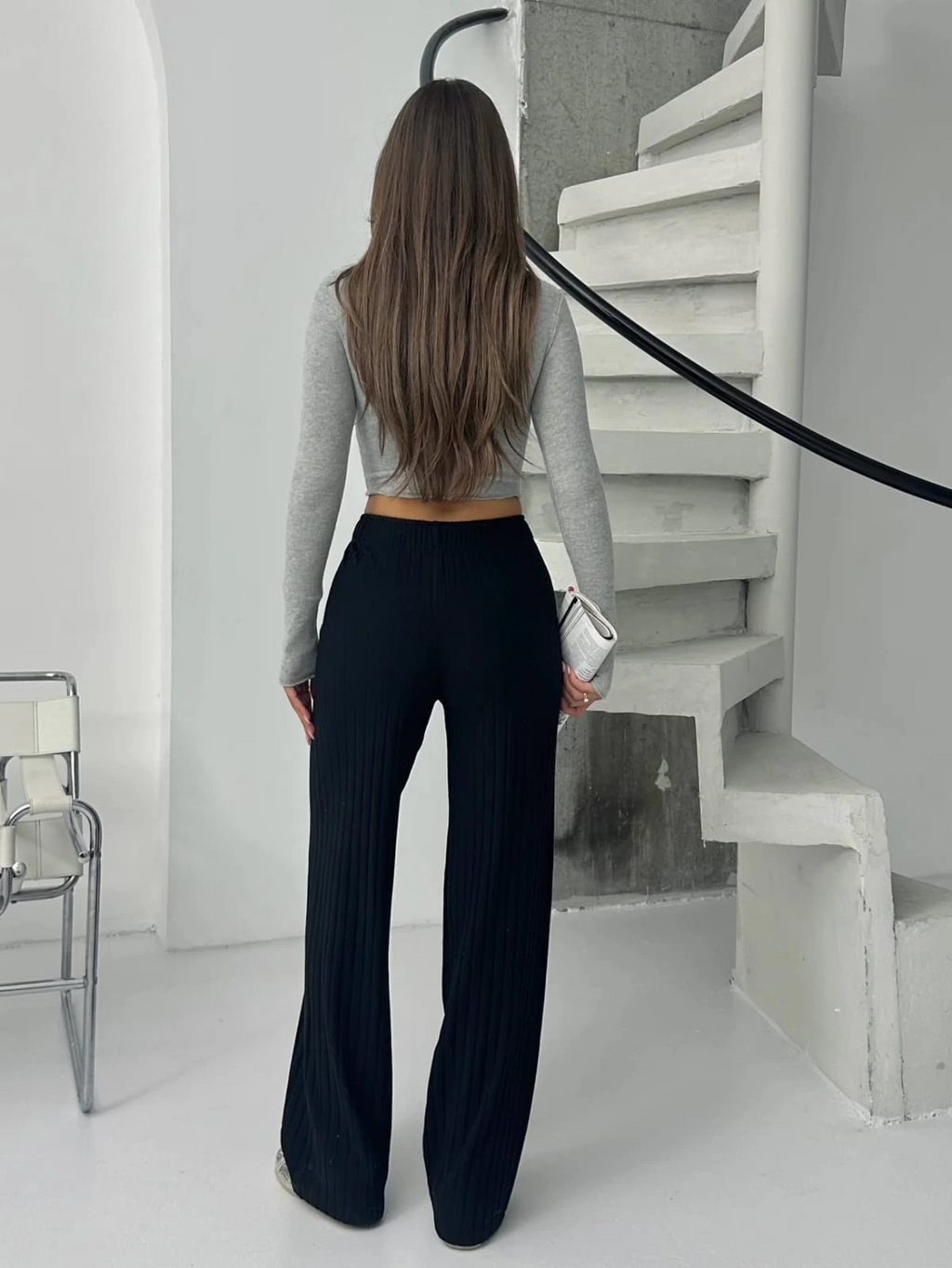 Fitilli şardonlu pantolon siyah a4058