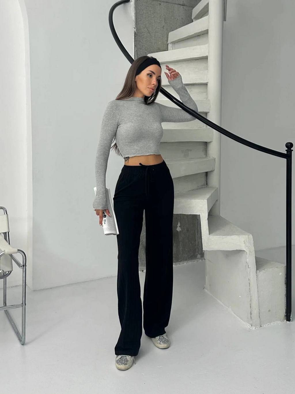 Fitilli şardonlu pantolon siyah a4058