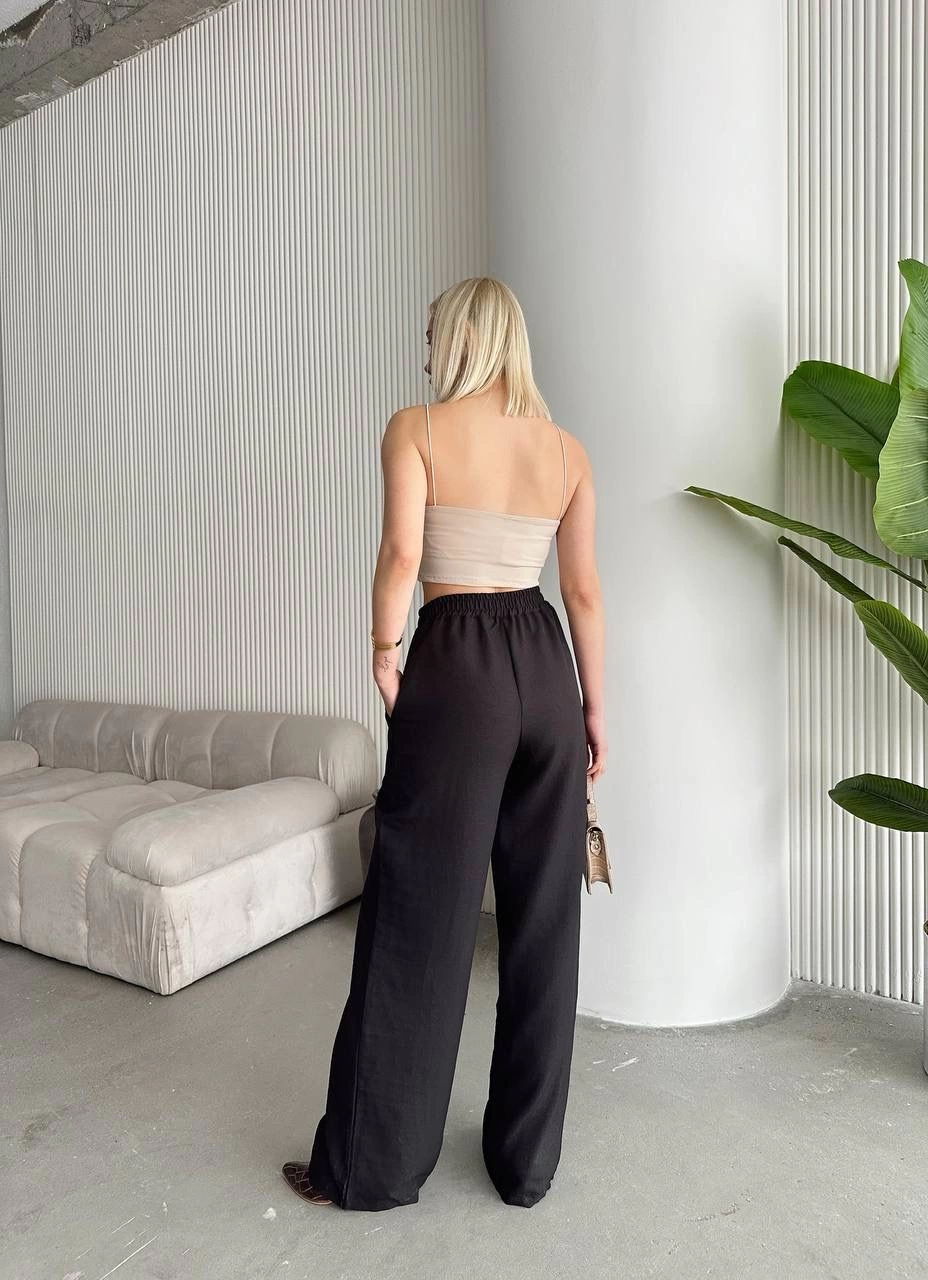 Flamlı kahve pantolon