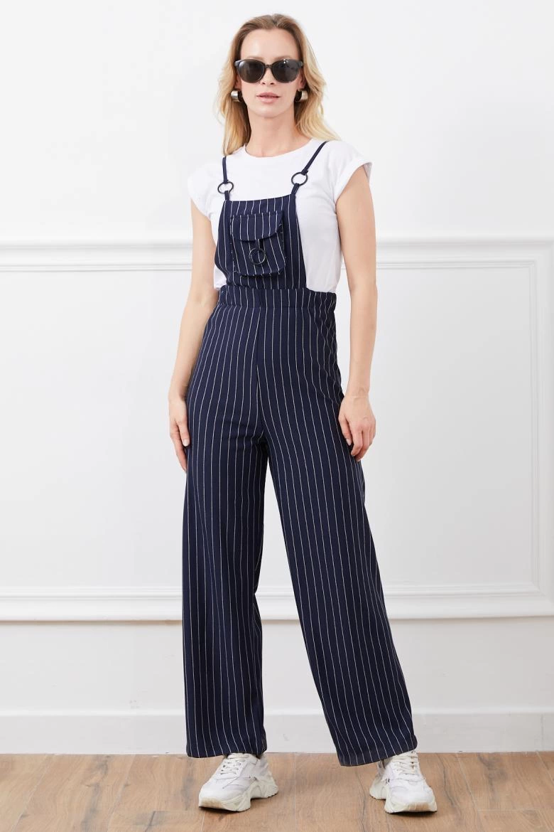 İp askılı beli lastikli tulum