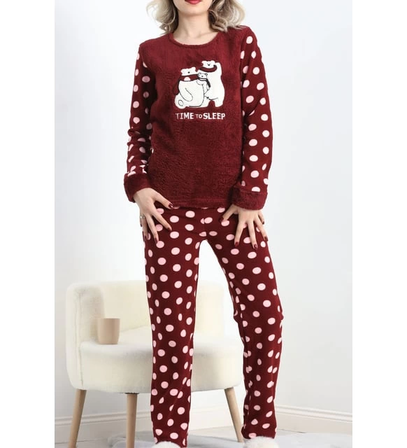 Polatlı alt üst pontiyeli pijama takımı bordo