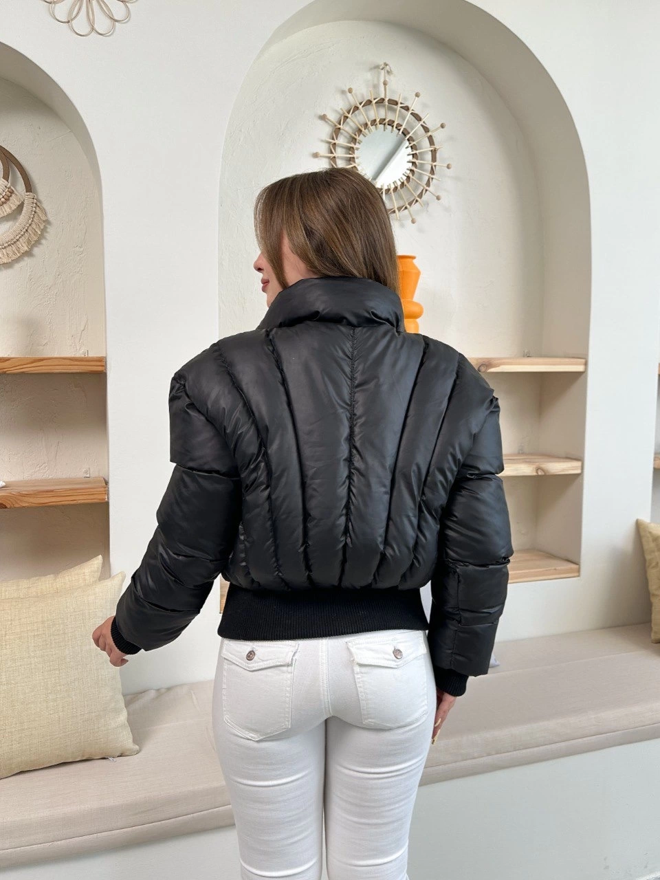 Puffer kısa mont siyah st25534