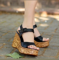 Riboy Siyah Cilt Dolgu Topuk Sandalet