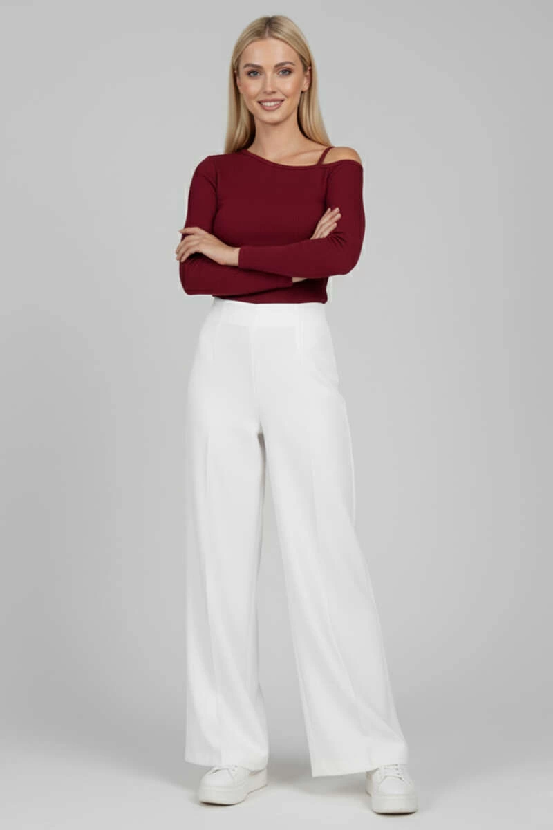Tek Omuz İpli Bluz Bordo t4328